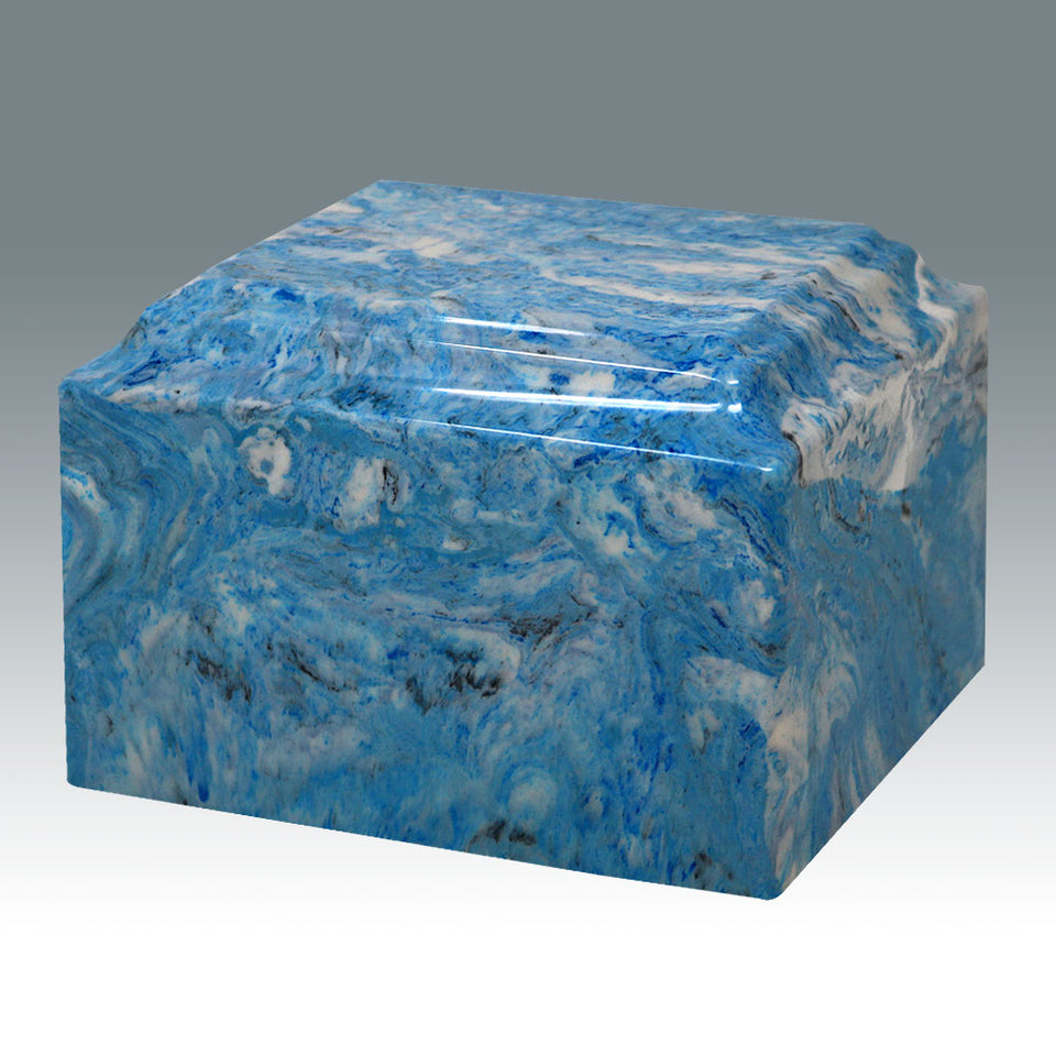 Sky Blue Cultured Marble Cremation Urn