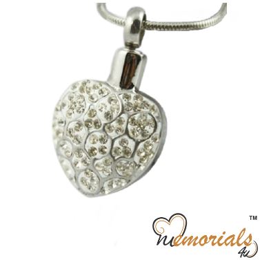 Crystal Heart Stainless Steel Cremation Keepsake Pendant