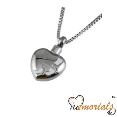 Foot Print Stainless Steel Cremation Keepsake Pendant