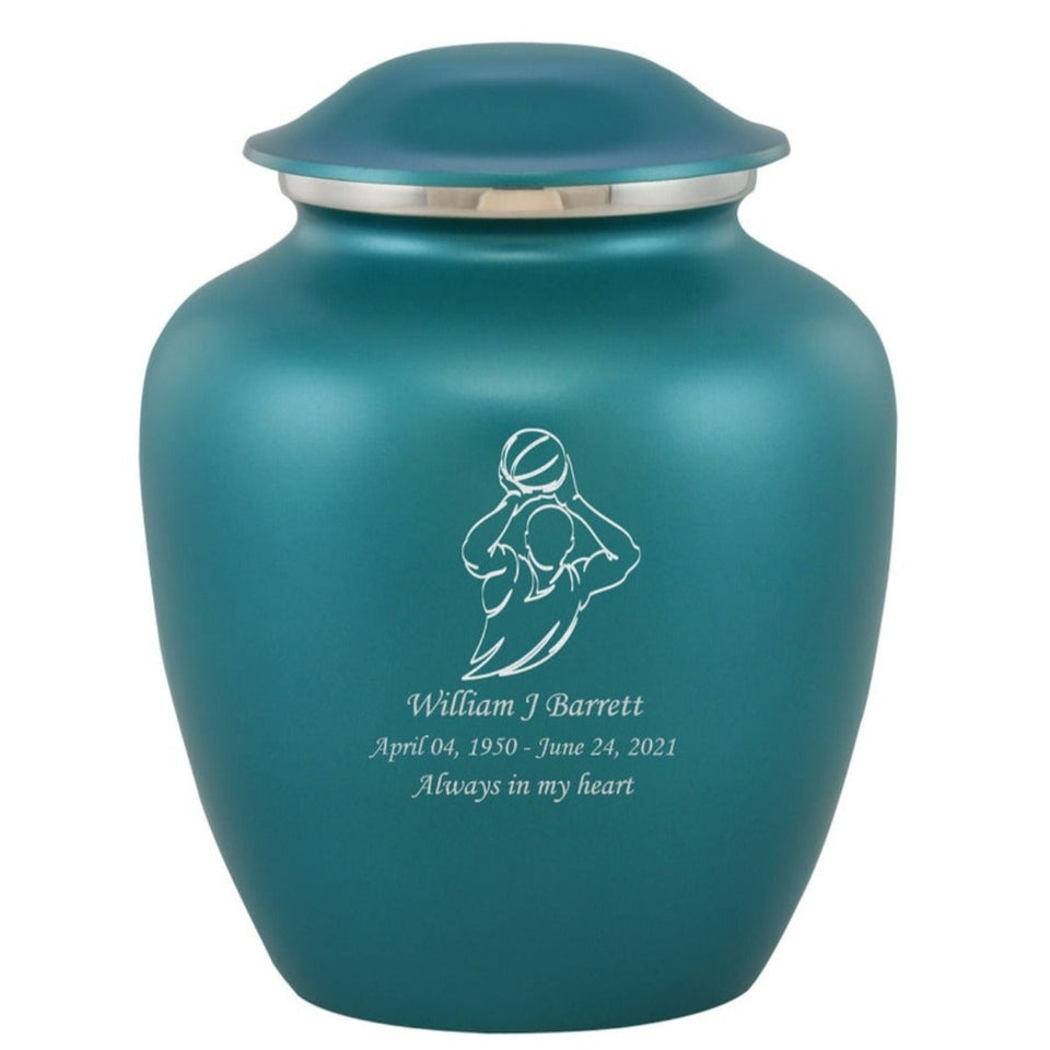 Grace Basketball Adult Cremation Urn in Teal, Grace Basketball Adult Custom Engraved Urns for Ashes in Teal, Embrace Basketball Adult Cremation Urn in Teal, Embrace Basketball Adult Urn for Ashes in Teal, Embrace Basketball Cremation Urn in Teal, Embrace Basketball Urn for Ashes in Teal, Grace Basketball Urn for Ashes in Teal, Grace Basketball Cremation Urn in Teal - Memorials4u