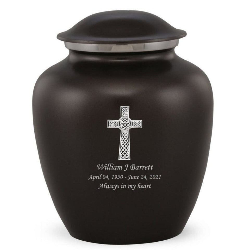 Grace Celtic Cross Adult Cremation Urn in Black, Grace Celtic Cross Adult Custom Engraved Urns for Ashes in Black, Embrace Celtic Cross Adult Cremation Urn in Black, Embrace Celtic Cross Adult Urn for Ashes in Black, Embrace Celtic Cross Cremation Urn in Black, Embrace Celtic Cross Urn for Ashes in Black, Grace Celtic Cross Urn for Ashes in Black, Grace Celtic Cross Cremation Urn in Black - Memorials4u