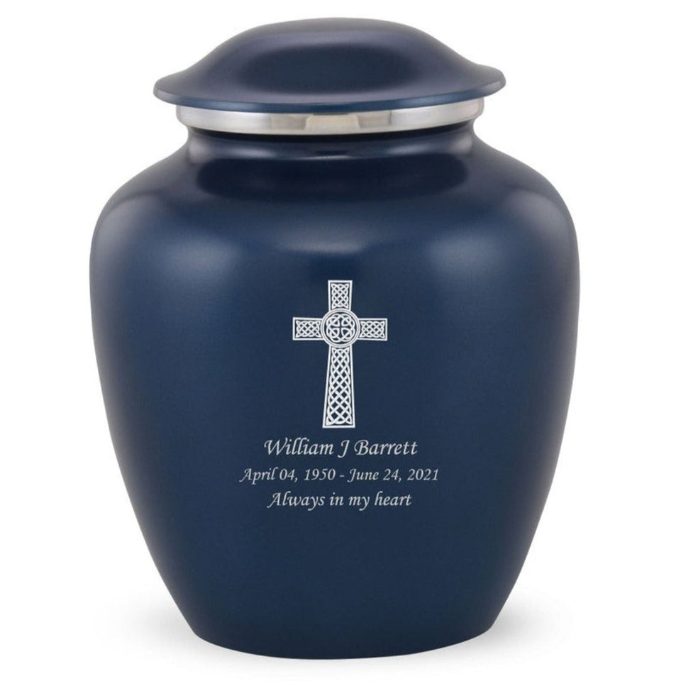 Grace Celtic Cross Adult Cremation Urn in Blue, Grace Celtic Cross Adult Custom Engraved Urns for Ashes in Blue, Embrace Celtic Cross Adult Cremation Urn in Blue, Embrace Celtic Cross Adult Urn for Ashes in Blue, Embrace Celtic Cross Cremation Urn in Blue, Embrace Celtic Cross Urn for Ashes in Blue, Grace Celtic Cross Urn for Ashes in Blue, Grace Celtic Cross Cremation Urn in Blue - Memorials4u