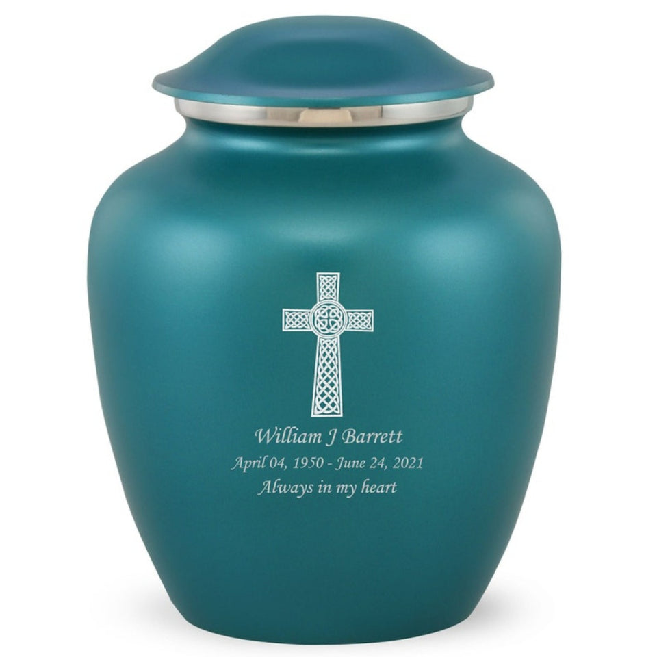 Grace Celtic Cross Adult Cremation Urn in Teal, Grace Celtic Cross Adult Custom Engraved Urns for Ashes in Teal, Embrace Celtic Cross Adult Cremation Urn in Teal, Embrace Celtic Cross Adult Urn for Ashes in Teal, Embrace Celtic Cross Cremation Urn in Teal, Embrace Celtic Cross Urn for Ashes in Teal, Grace Celtic Cross Urn for Ashes in Teal, Grace Celtic Cross Cremation Urn in Teal - Memorials4u