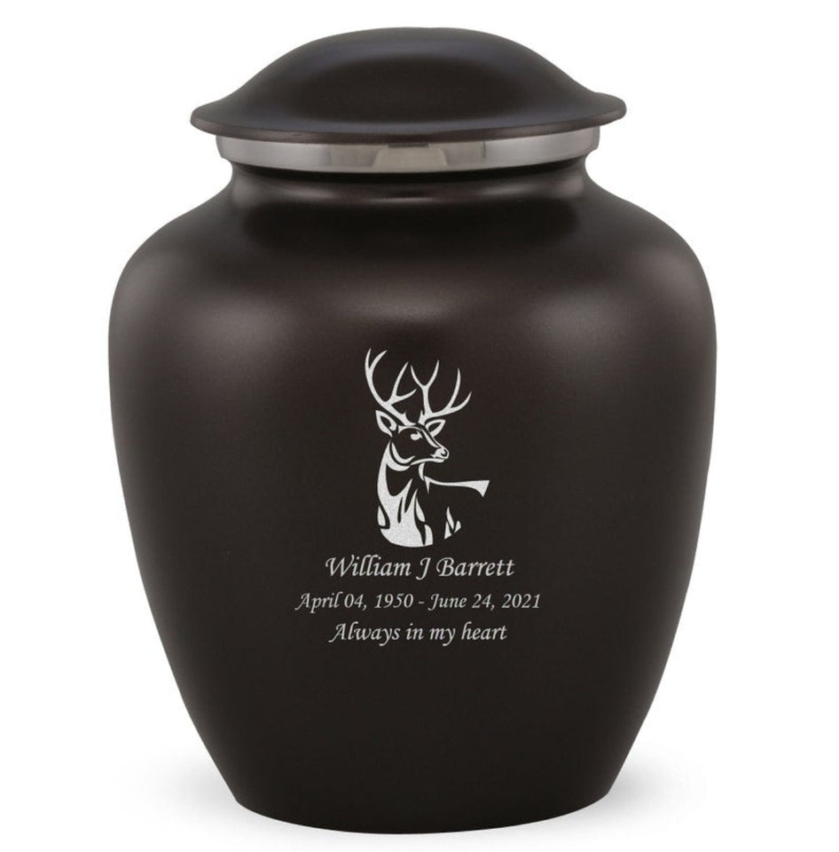 Grace Deer Adult Cremation Urn in Black, Grace Deer Adult Custom Engraved Urns for Ashes in Black, Embrace Deer Adult Cremation Urn in Black, Embrace Deer Adult Urn for Ashes in Black, Embrace Deer Cremation Urn in Black, Embrace Deer Urn for Ashes in Black, Grace Deer Urn for Ashes in Black, Grace Deer Cremation Urn in Black - Memorials4u