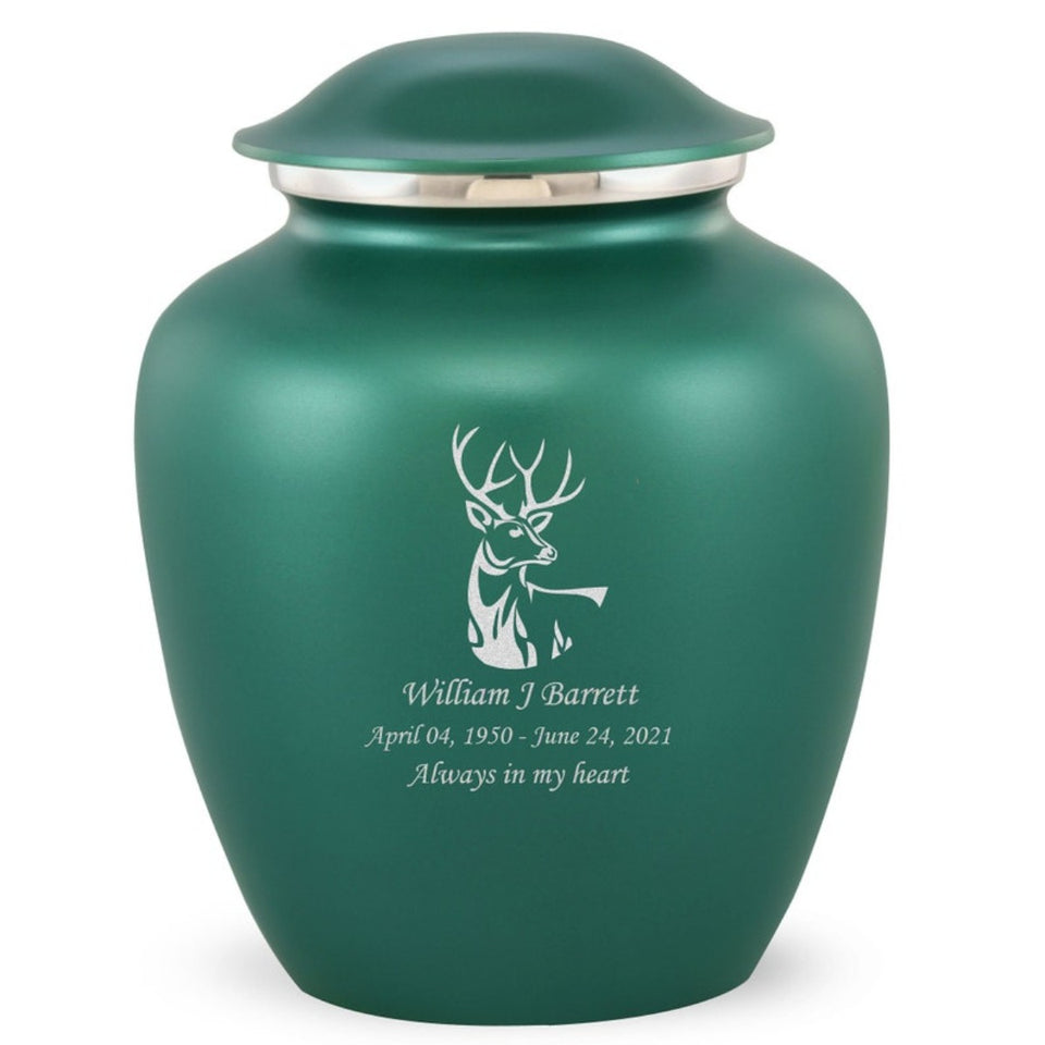 Grace Deer Adult Cremation Urn in Green, Grace Deer Adult Custom Engraved Urns for Ashes in Green, Embrace Deer Adult Cremation Urn in Green, Embrace Deer Adult Urn for Ashes in Green, Embrace Deer Cremation Urn in Green, Embrace Deer Urn for Ashes in Green, Grace Deer Urn for Ashes in Green, Grace Deer Cremation Urn in Green - Memorials4u