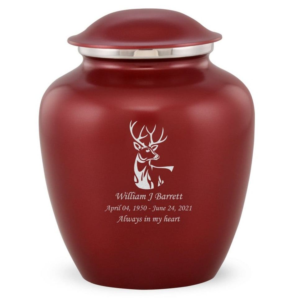 Grace Deer Adult Cremation Urn in Red, Grace Deer Adult Custom Engraved Urns for Ashes in Red, Embrace Deer Adult Cremation Urn in Red, Embrace Deer Adult Urn for Ashes in Red, Embrace Deer Cremation Urn in Red, Embrace Deer Urn for Ashes in Red, Grace Deer Urn for Ashes in Red, Grace Deer Cremation Urn in Red - Memorials4u
