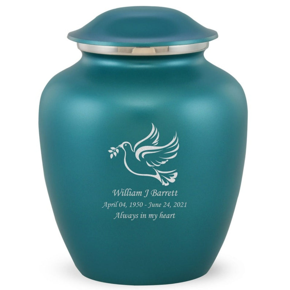 Grace Dove Adult Cremation Urn in Teal, Grace Dove Adult Custom Engraved Urns for Ashes in Teal, Embrace Dove Adult Cremation Urn in Teal, Embrace Dove Adult Urn for Ashes in Teal, Embrace Dove Cremation Urn in Teal, Embrace Dove Urn for Ashes in Teal, Grace Dove Urn for Ashes in Teal, Grace Dove Cremation Urn in Teal - Memorials4u