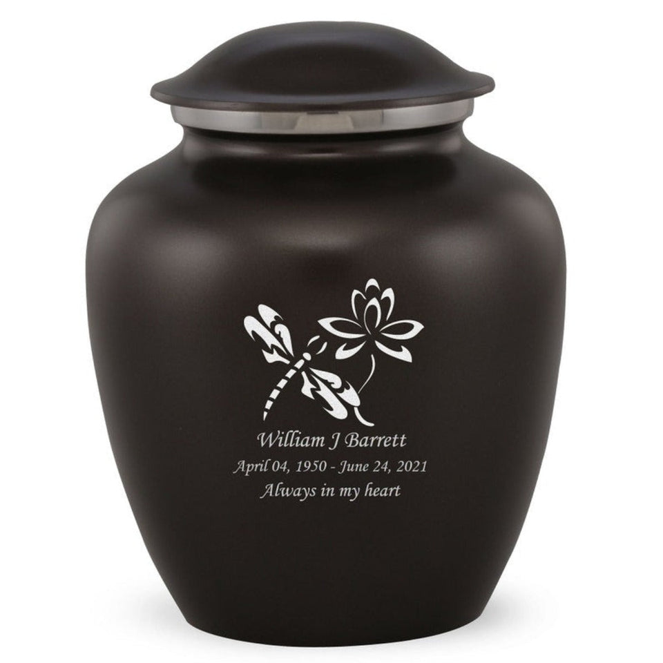 Grace Dragonfly Adult Cremation Urn in Black, Grace Dragonfly Adult Custom Engraved Urns for Ashes in Black, Embrace Dragonfly Adult Cremation Urn in Black, Embrace Dragonfly Adult Urn for Ashes in Black, Embrace Dragonfly Cremation Urn in Black, Embrace Dragonfly Urn for Ashes in Black, Grace Dragonfly Urn for Ashes in Black, Grace Dragonfly Cremation Urn in Black - Memorials4u
