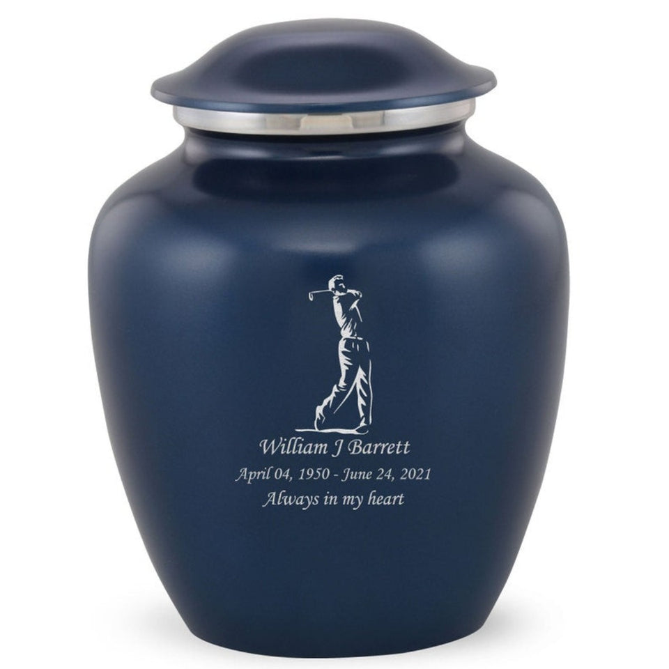 Grace Golfer Adult Cremation Urn in Blue, Grace Golfer Adult Custom Engraved Urns for Ashes in Blue, Embrace Golfer Adult Cremation Urn in Blue, Embrace Golfer Adult Urn for Ashes in Blue, Embrace Golfer Cremation Urn in Blue, Embrace Golfer Urn for Ashes in Blue, Grace Golfer Urn for Ashes in Blue, Grace Golfer Cremation Urn in Blue - Memorials4u