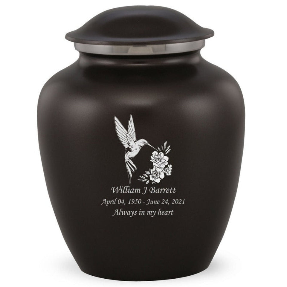 Grace Hummingbird Adult Cremation Urn in Black, Grace Hummingbird Adult Custom Engraved Urns for Ashes in Black, Embrace Hummingbird Adult Cremation Urn in Black, Embrace Hummingbird Adult Urn for Ashes in Black, Embrace Hummingbird Cremation Urn in Black, Embrace Hummingbird Urn for Ashes in Black, Grace Hummingbird Urn for Ashes in Black, Grace Hummingbird Cremation Urn in Black - Memorials4u