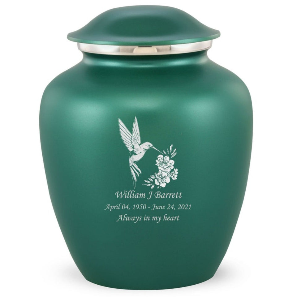 Grace Hummingbird Adult Cremation Urn in Green, Grace Hummingbird Adult Custom Engraved Urns for Ashes in Green, Embrace Hummingbird Adult Cremation Urn in Green, Embrace Hummingbird Adult Urn for Ashes in Green, Embrace Hummingbird Cremation Urn in Green, Embrace Hummingbird Urn for Ashes in Green, Grace Hummingbird Urn for Ashes in Green, Grace Hummingbird Cremation Urn in Green - Memorials4u