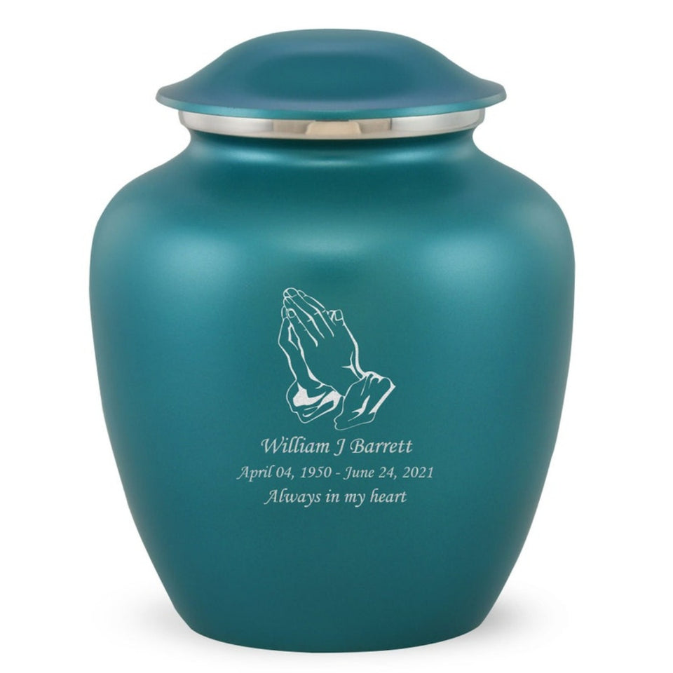 Grace Praying Hands Adult Cremation Urn in Teal, Grace Praying Hands Adult Custom Engraved Urns for Ashes in Teal, Embrace Praying Hands Adult Cremation Urn in Teal, Embrace Praying Hands Adult Urn for Ashes in Teal, Embrace Praying Hands Cremation Urn in Teal, Embrace Praying Hands Urn for Ashes in Teal, Grace Praying Hands Urn for Ashes in Teal, Grace Praying Hands Cremation Urn in Teal - Memorials4u