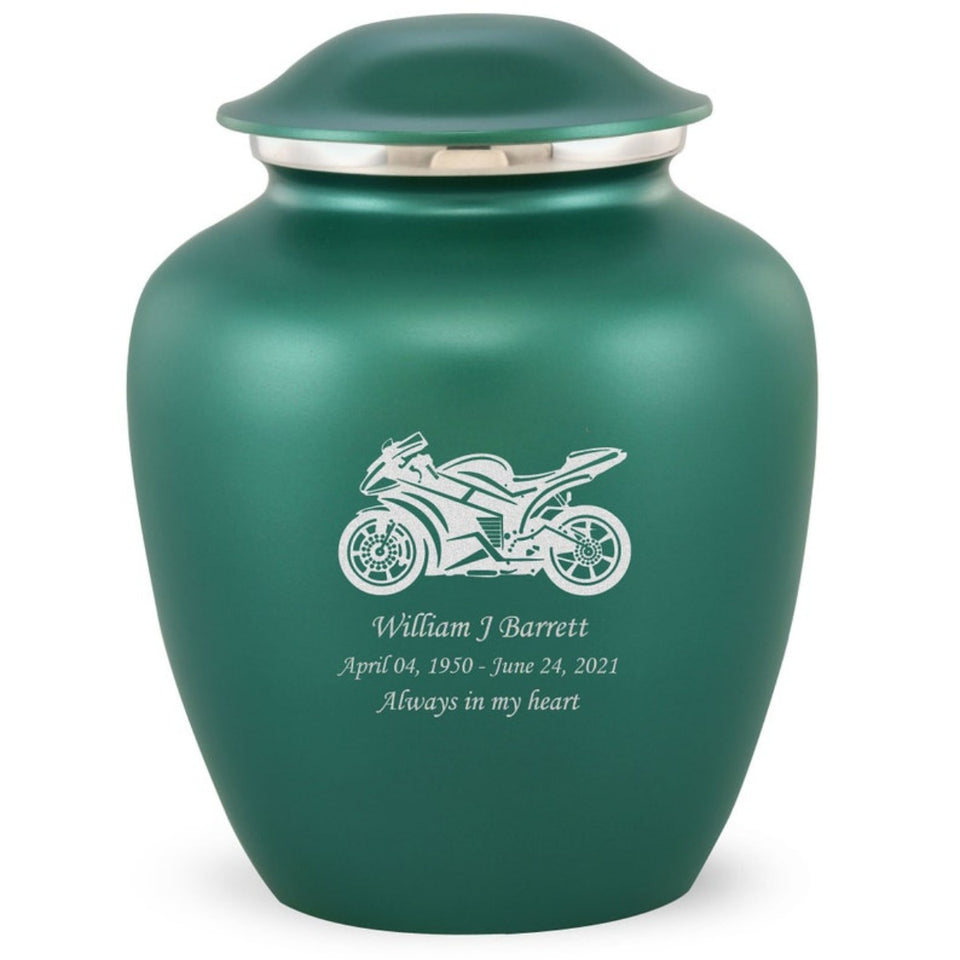 Grace Sports Bike Adult Cremation Urn in Green, Grace Sports Bike Adult Custom Engraved Urns for Ashes in Green, Embrace Sports Bike Adult Cremation Urn in Green, Embrace Sports Bike Adult Urn for Ashes in Green, Embrace Sports Bike Cremation Urn in Green, Embrace Sports Bike Urn for Ashes in Green, Grace Sports Bike Urn for Ashes in Green, Grace Sports Bike Cremation Urn in Green - Memorials4u