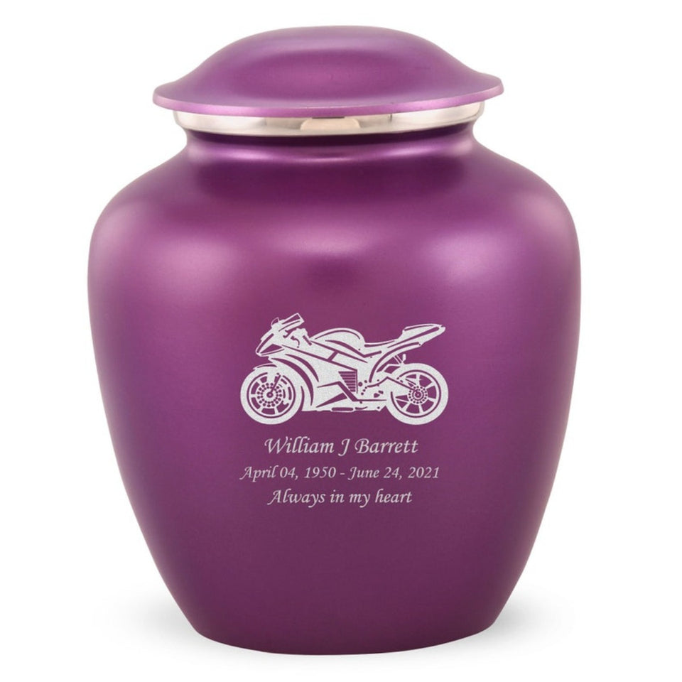 Grace Sports Bike Adult Cremation Urn in Purple, Grace Sports Bike Adult Custom Engraved Urns for Ashes in Purple, Embrace Sports Bike Adult Cremation Urn in Purple, Embrace Sports Bike Adult Urn for Ashes in Purple, Embrace Sports Bike Cremation Urn in Purple, Embrace MotorSports Bikecycle Urn for Ashes in Purple, Grace Sports Bike Urn for Ashes in Purple, Grace Sports Bike Cremation Urn in Purple - Memorials4u