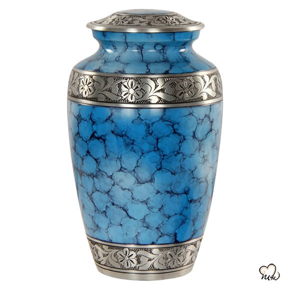 Classic Alloy Cremation Urn - Ocean Blue Fire, Alloy Urns - Memorials4u