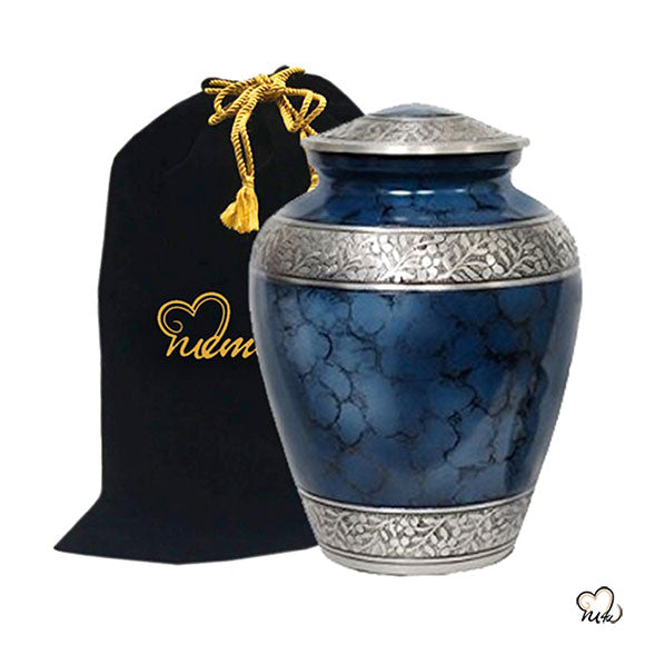 Elite Cloud Alloy Cremation Urn - Blue and Silver - Large, Alloy Urns - Memorials4u