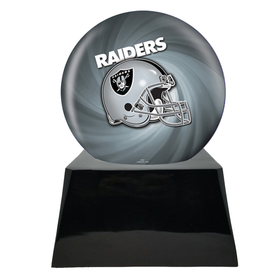 Football Cremation Urn and Raiders Ball Decor with Custom Metal Plaque