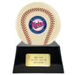 Baseball Cremation Urn with Optional Ivory Minnesota Twins Ball Decor and Custom Metal Plaque - Memorials4u