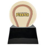 Baseball Cremation Urn with Optional Ivory Pittsburgh Pirates Ball Decor and Custom Metal Plaque - Memorials4u