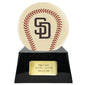 Baseball Cremation Urn with Optional Ivory San Diego Padres Ball Decor and Custom Metal Plaque - Memorials4u