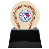 Baseball Cremation Urn with Optional Ivory Toronto Blue Jays Ball Decor and Custom Metal Plaque - Memorials4u