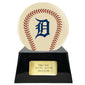 Baseball Cremation Urn with Optional Ivory Detroit Tigers Ball Decor and Custom Metal Plaque - Memorials4u