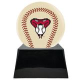 Baseball Cremation Urn with Optional Ivory Arizona Diamondbacks Ball Decor and Custom Metal Plaque - Memorials4u