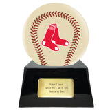Baseball Cremation Urn with Optional Ivory Boston Red Sox Ball Decor and Custom Metal Plaque - Memorials4u