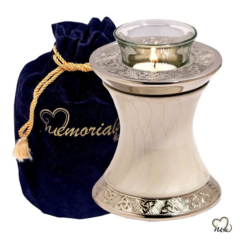 Baroque Pearl Tealight Cremation Urn, Tealight Urn - Memorials4u