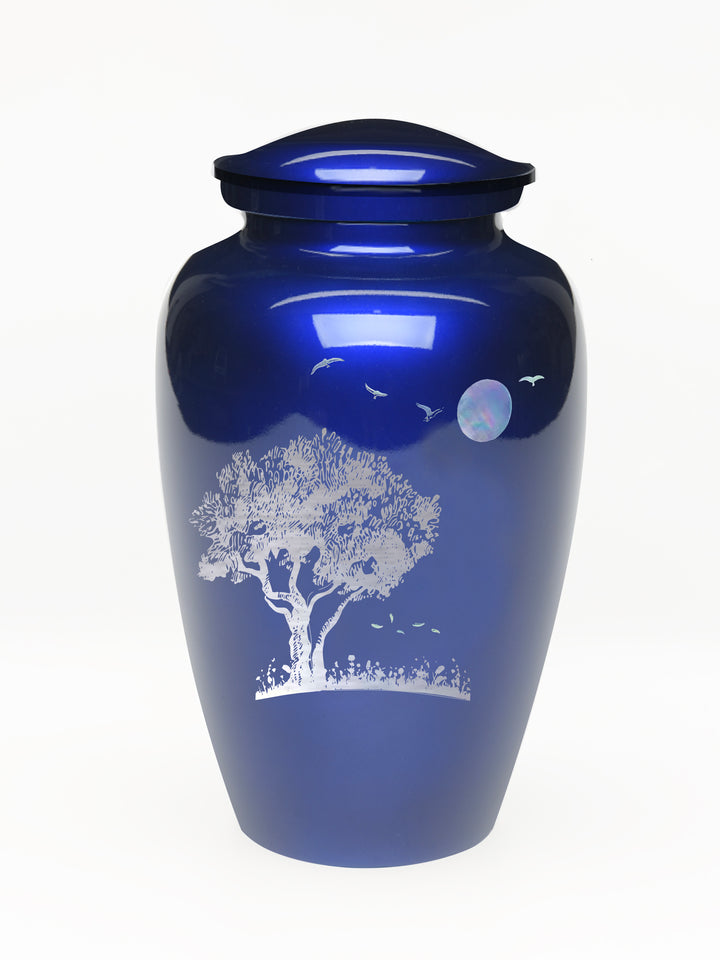 Elegance Series Blue Mother Of Pearl Full Moon Adult Cremation Urn - Memorials4u