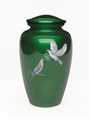 Elegance Series Green Mother Of Pearl Dove Adult Cremation Urn - Memorials4u