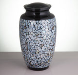 Mosaic Mother Of Pearl Black Cremation Urn - Memorials4u