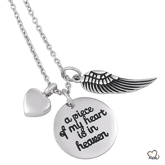 A Piece of My Heart Poetry Memorial Pendant - Circle - Cremation