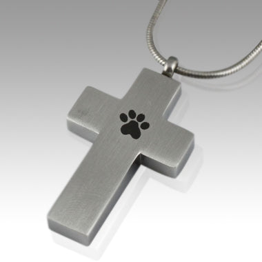 Paw Cross Stainless Steel Cremation Keepsake Pendant - Memorials4u
