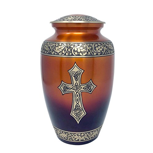 Blessings of Christ Sunset Gold Finish Cross Urn - Memorials4u