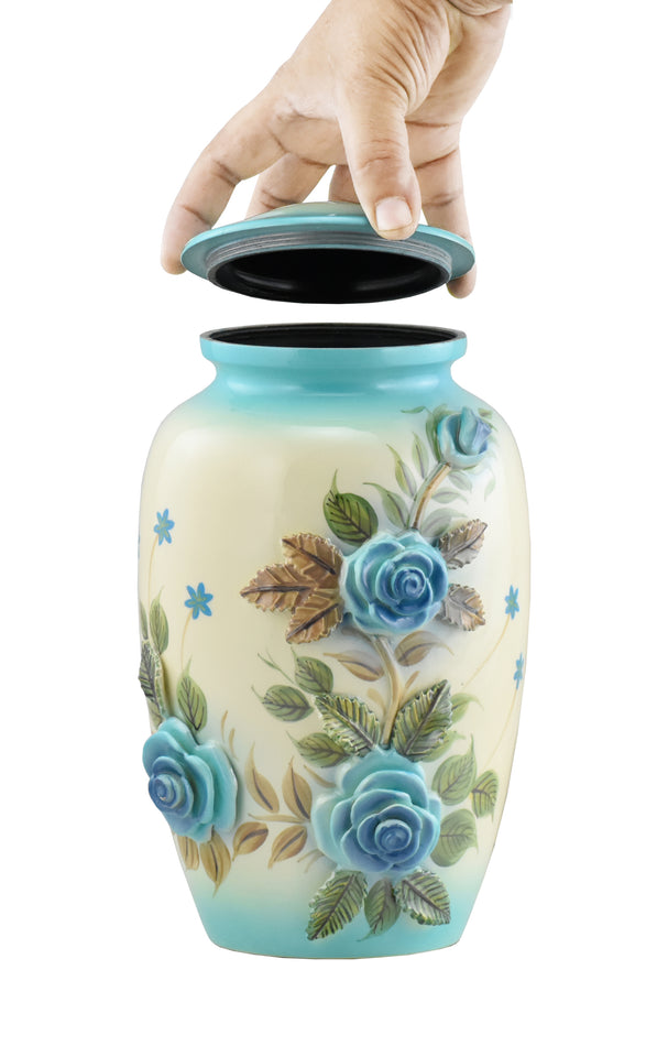 3D Blue Rose Bouquet Cremation Urn - Memorials4u