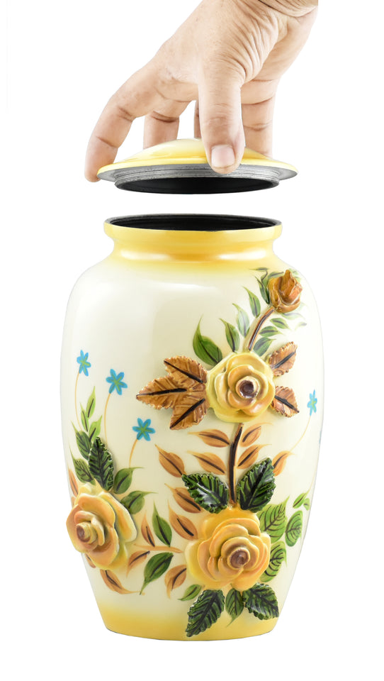 3D Yellow Rose Bouquet Cremation Urn - Memorials4u