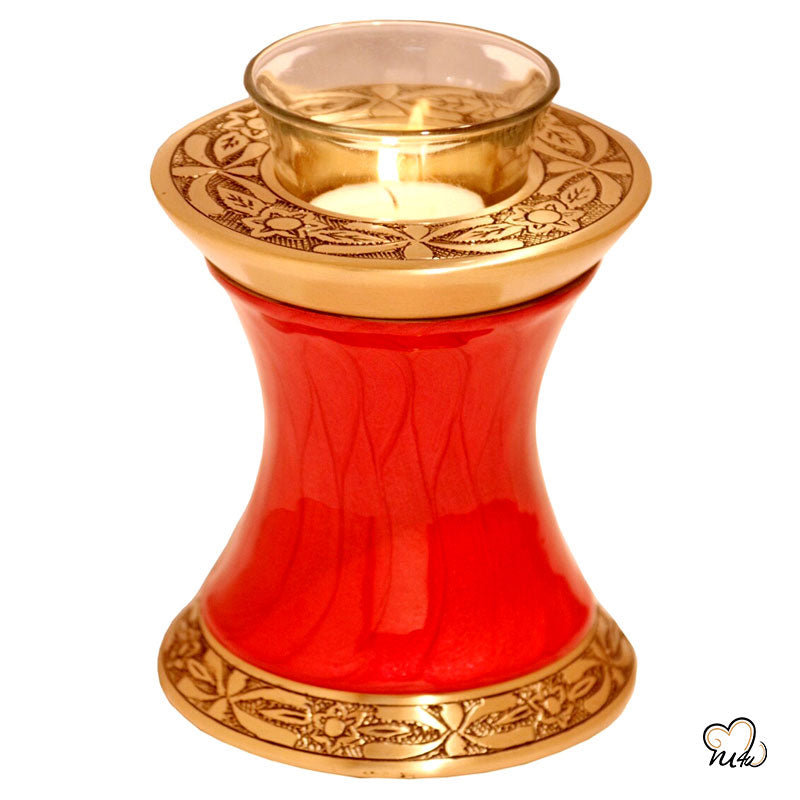 Baroque Red Tealight Cremation Urn, Tealight Urn - Memorials4u