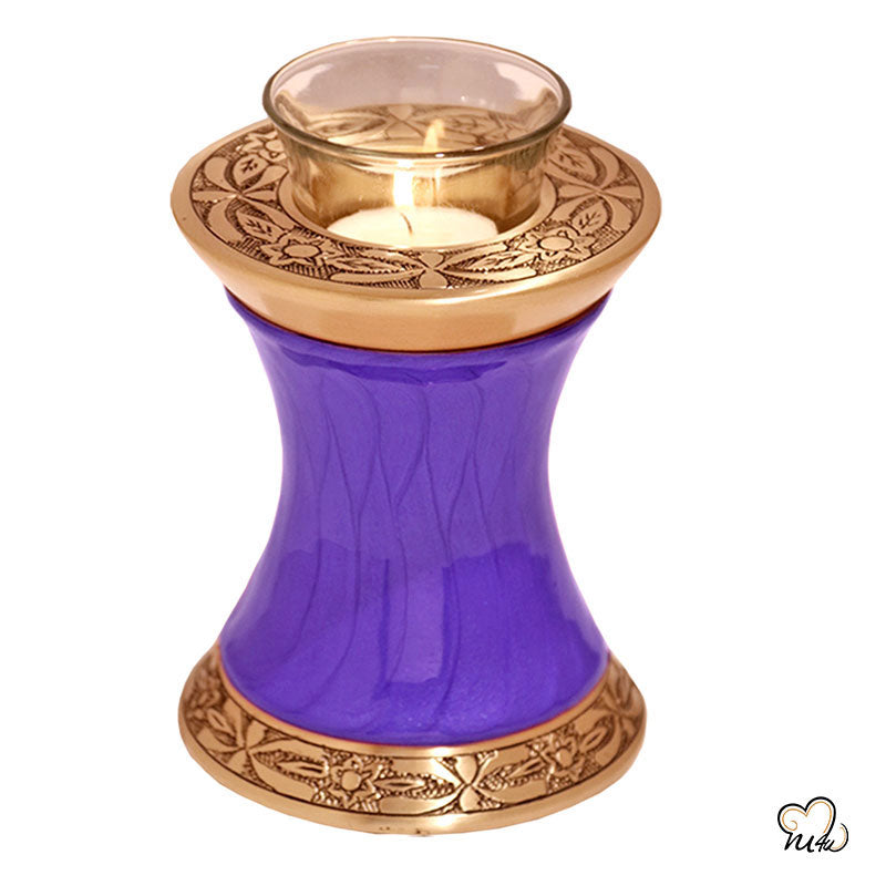 Baroque Purple Tealight Cremation Urn, Tealight Urn - Memorials4u