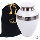 Ikon Serene White Cremation Urn, cremation urns - Memorials4u