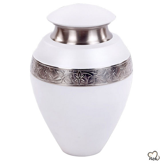 Ikon Serene White Cremation Urn, cremation urns - Memorials4u