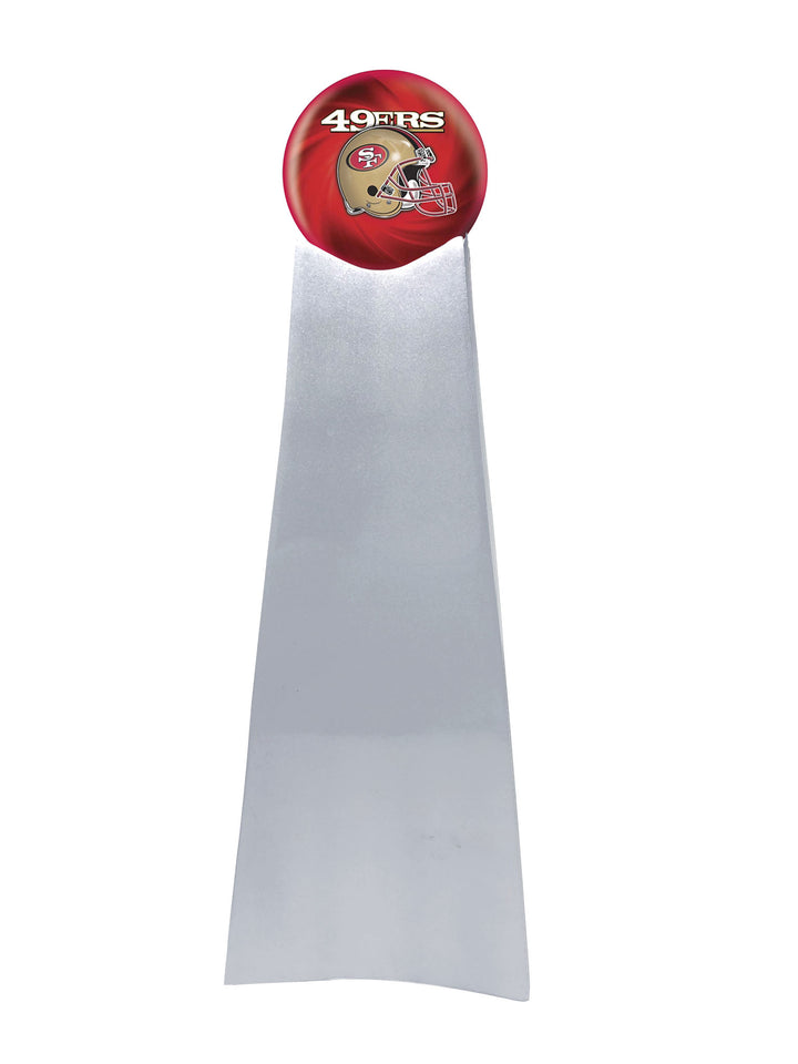 Championship Trophy Cremation Urn with Optional Football and Sanfrancisco 49ERS Ball Decor and Custom Metal Plaque - Memorials4u