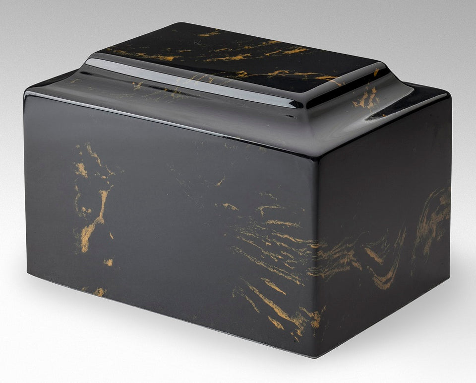 Black and Gold Cultured Marble Premium Cremation Urn