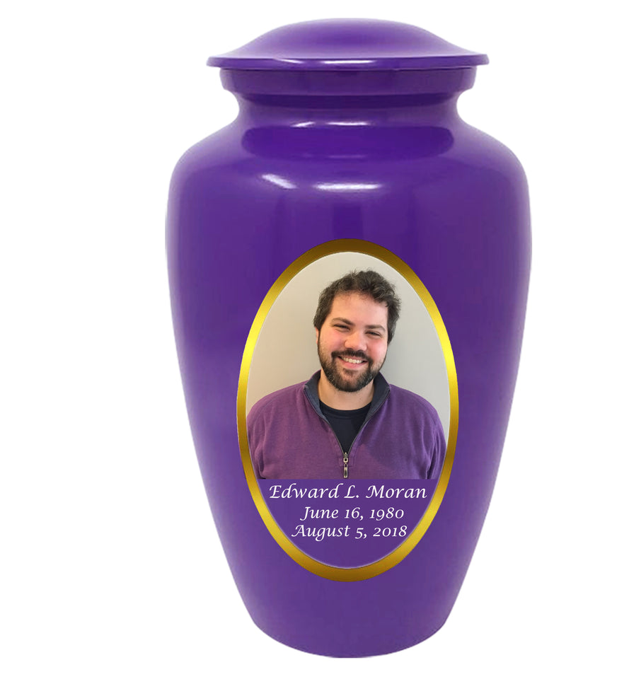 Custom Photo & Text Cremation Urn - Memorials4u