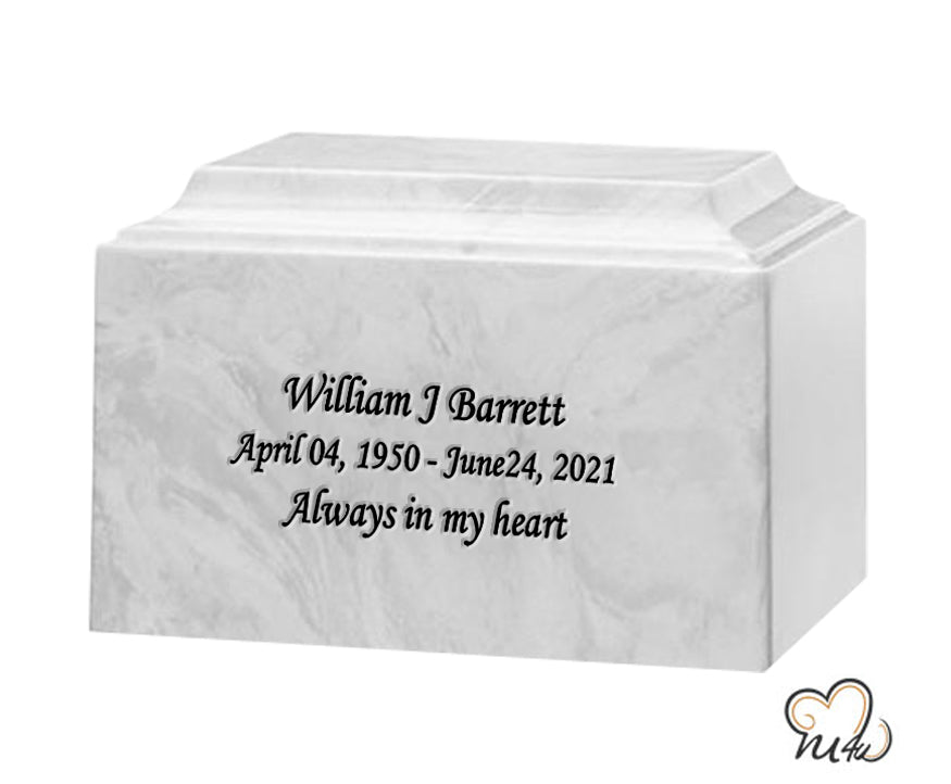 White Carrera Cultured Marble Urn - Memorials4u