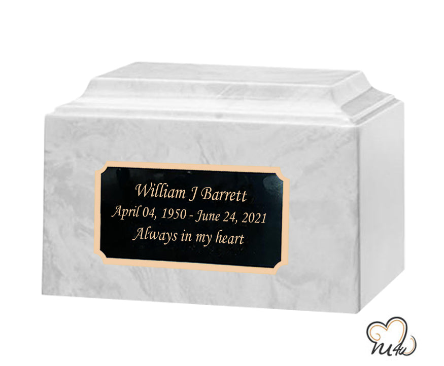White Carrera Cultured Marble Urn - Memorials4u