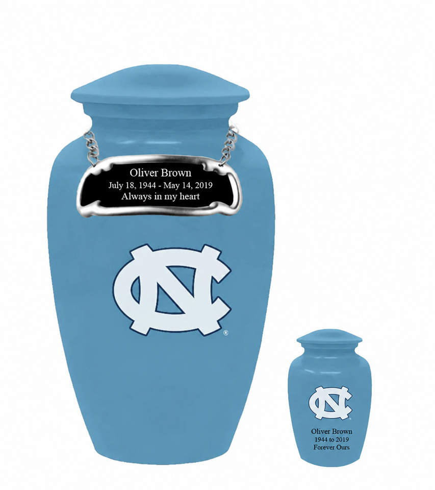 University of North Carolina Tar Heels College Cremation Urn - Light Blue