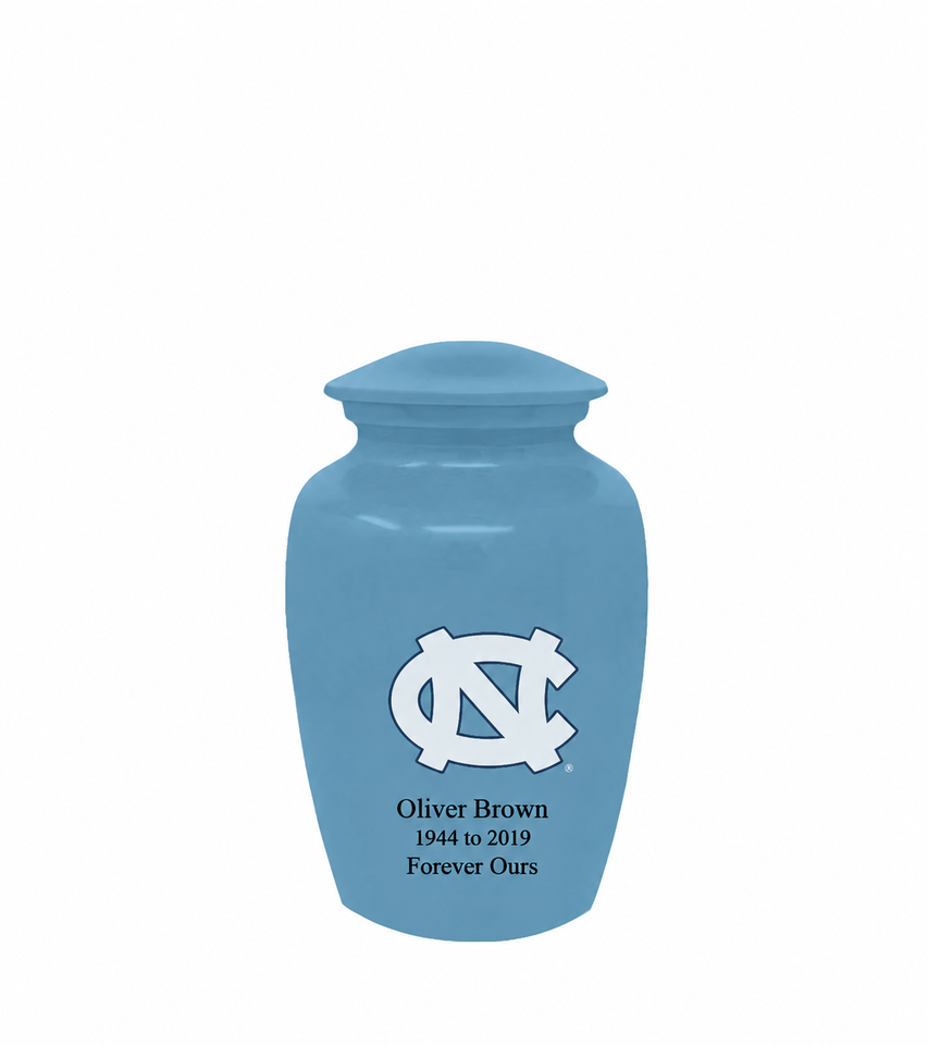 University of North Carolina Tar Heels College Cremation Urn - Light Blue