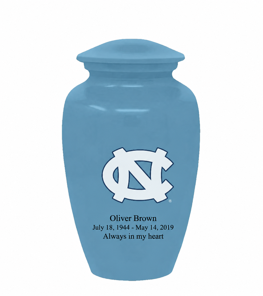University of North Carolina Tar Heels College Cremation Urn - Light Blue