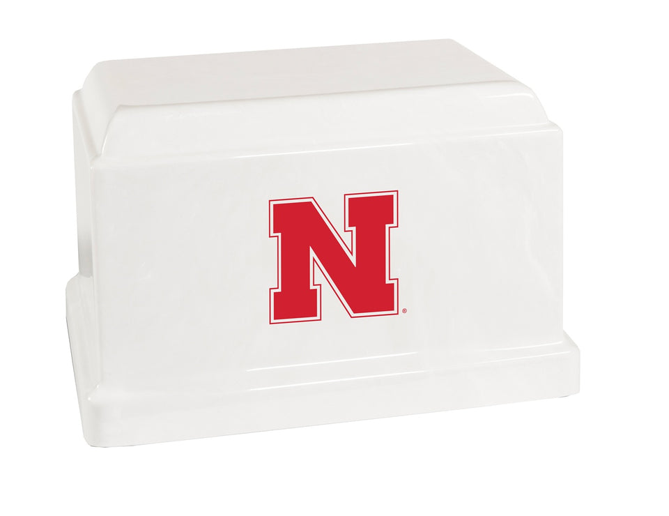 Nebraska University Cornhuskers College Cremation Urn - White